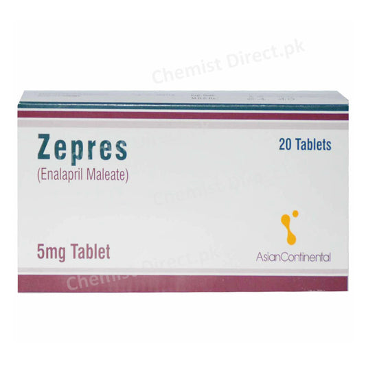 Zepres 5mg Tablet Enalapril Maleate Anti-Hypertensive Asian Continental Pharma