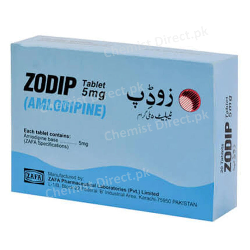 Zodip 5mg Tablet Zafa Pharma Anti Hypertensive Amlodipine