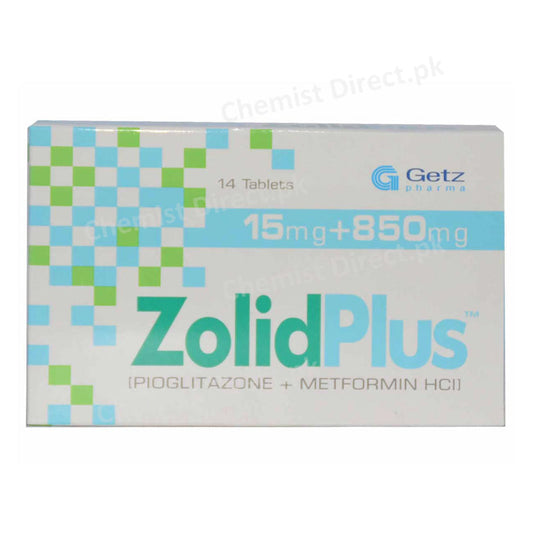 Zolid Plus 15mg 850mg Tablet Getz Pharma Pakistan Pvt Ltd Oral Hypoglycemic Pioglitazone 15mg_ Metformin 850mg