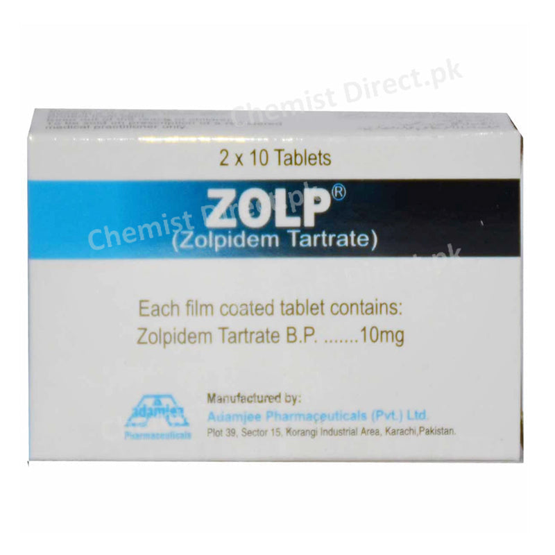 Zolp 10mg Tablet Adamjee Pharma Services Hypnotics Zolpidem Tartrate