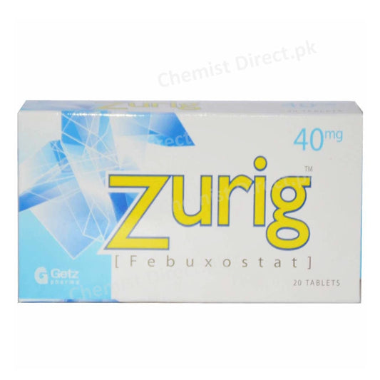 Zurig 40mg Tablet Febuxostat Anti-Gout Getz Pharma