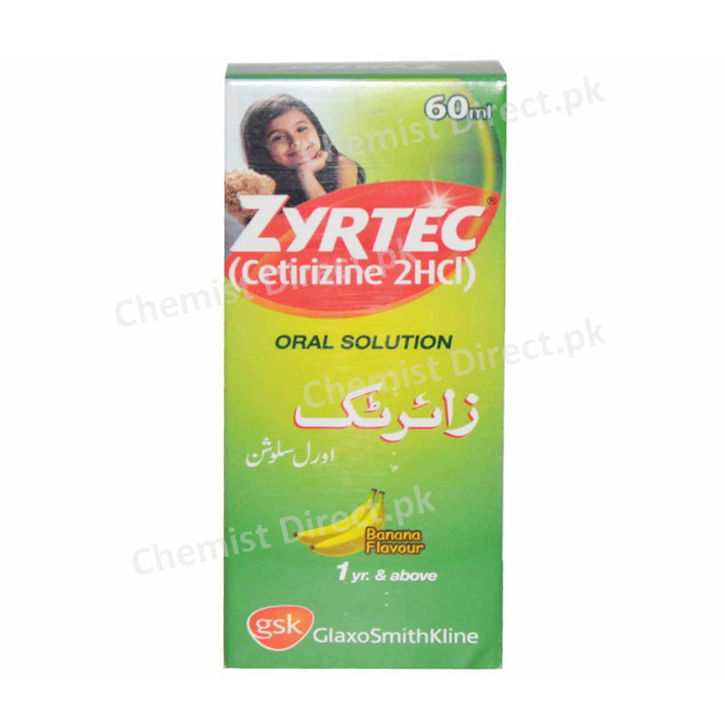 Zyrtec 60ml Syrup Cetirizine 2HCl Anti-Histamine Glaxosmithkline