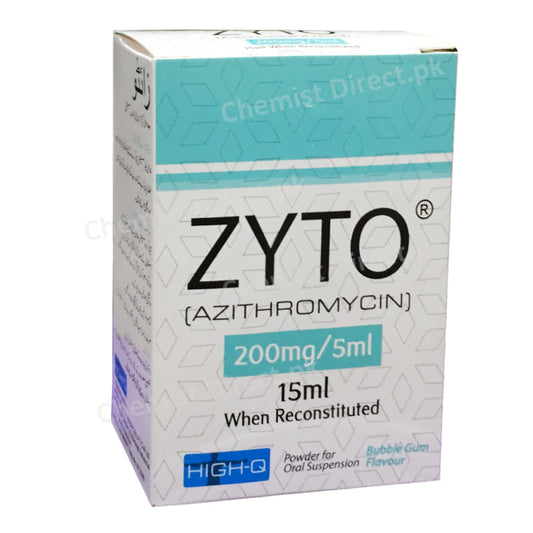 Zyto 200mg/5ml Suspension 15ml High-Q Pharma Azithromycin