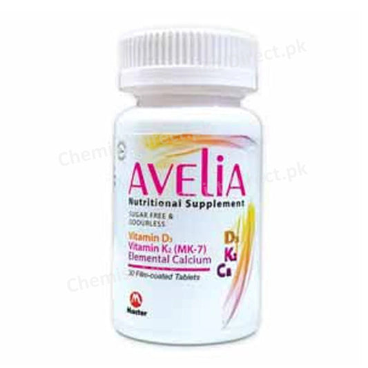 Avelia Tablet Macter Pharma Vitamin D3 , Vitamin K2 (Mk-7) ,Elemental calcium
