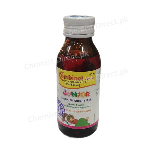 Combinol Junior Cough Syrup 60m Anti-Tussive Promethazine HCl B.P 1.5mg, Pholcodine B.P 1.5mg Atco Laboratories