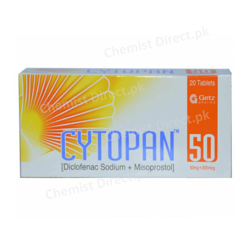 Cytopan Tablet 50mg+200mcg Getz Pharma Pakistan Nsaid/Prostaglandins Diclofenac Sodium 50mg, Misoprostol 200mcg