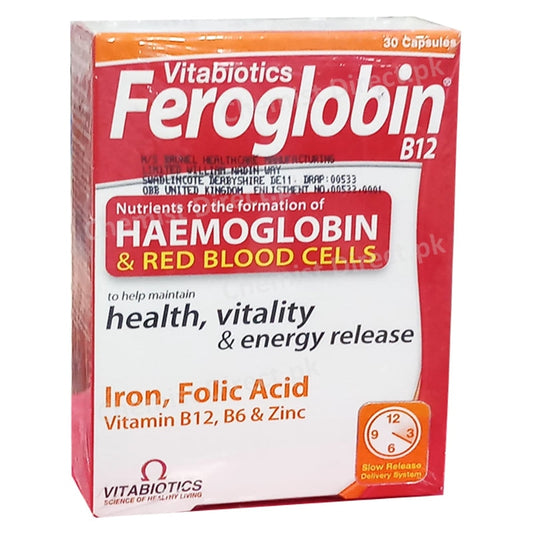 Feroglobin Cap Capsule Actimed Pharma Anti anemic organiciron folicacid vitamin B12 vitamin B6 and Zinc