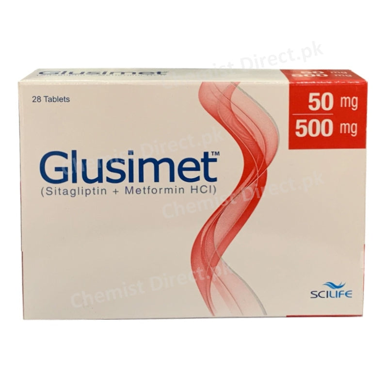 Glusimet 50/500mg Tablet Scilife Pharma Oral Hypoglycemic Sitagliptin Metformin