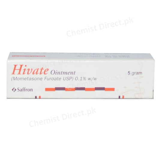 Hivate Ointment 5G Saffron Pharmaceuticals Pvt Ltd Corticosteroid Mometasone Furoate