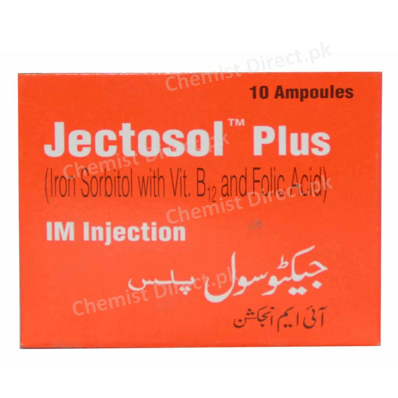 Jectosol Plus Injection Inj Barrett Hodgson Pakistan Pvt Ltd Anti Anemic Iron Sorbitol Vit B12 Folic Acid