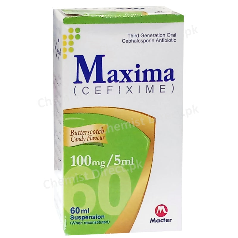 Maxima 100mg Syrup 60ml Macter International Pvt Ltd Cephalosporin Antibiotic