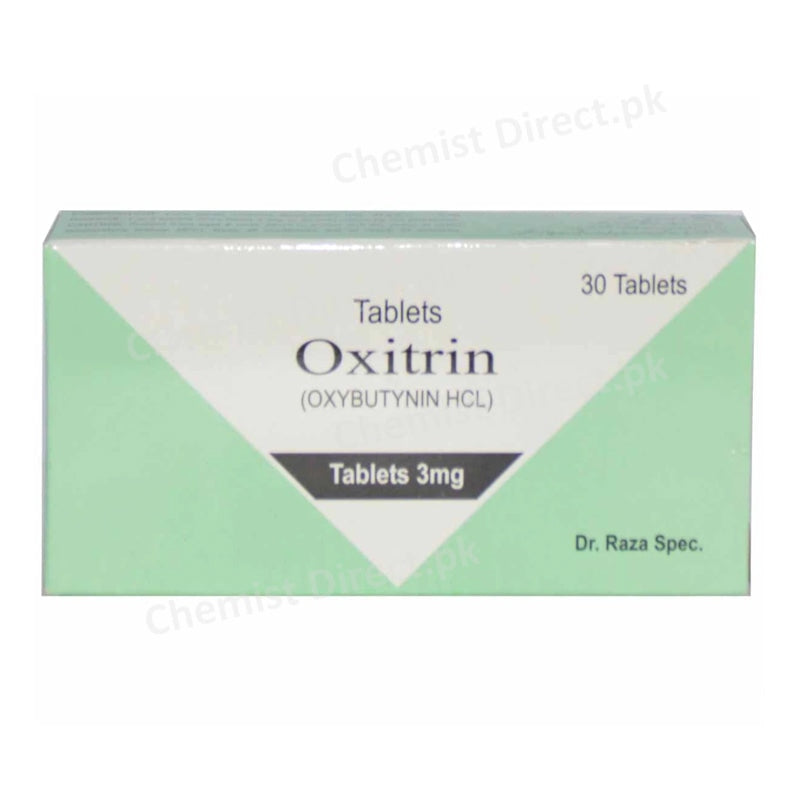 Oxitrin 3mg Tablet Oxybutynin Hcl DR.Raza Pharma Renal Bladder Disorder