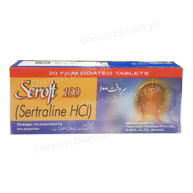 Seroft 100mg Tablet Pharmatec Anti Depressant Sertraline