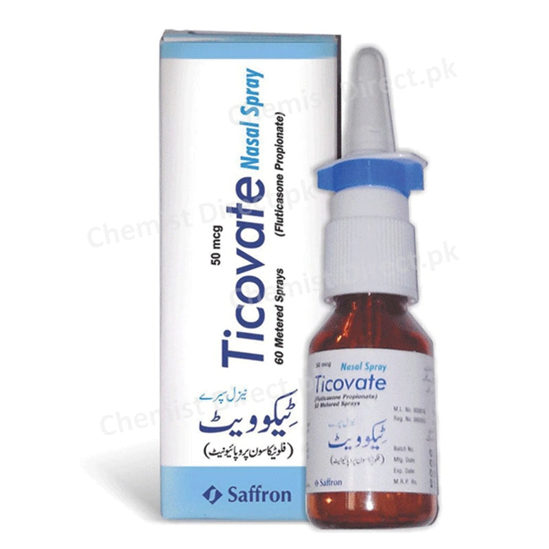 Ticovate Nasal Spray 50mcg Saffron Pharmaceuticals 0Pv ._ Limited Corticosteroid Fluticasone Propionate