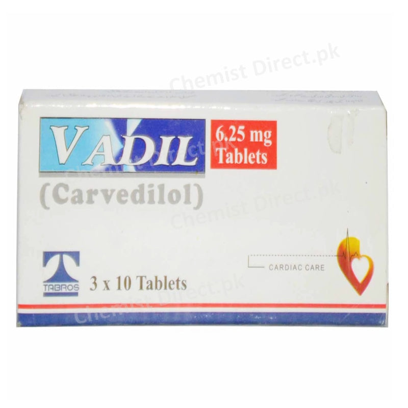 Vadil 6.25mg Tablet Tabros Pharma Pvt Ltd Beta Blocker Carvedilol