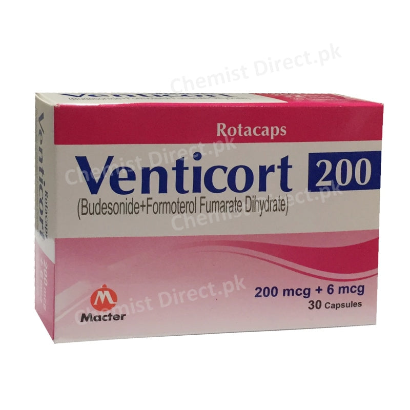 Venticort 200mcg Capsule Budesonide+Formoterol Fumarate Dihydrate Macter International