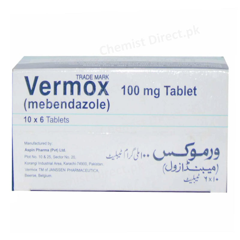 Vermox 100mg Tablet Mebendazole Aspin Pharma